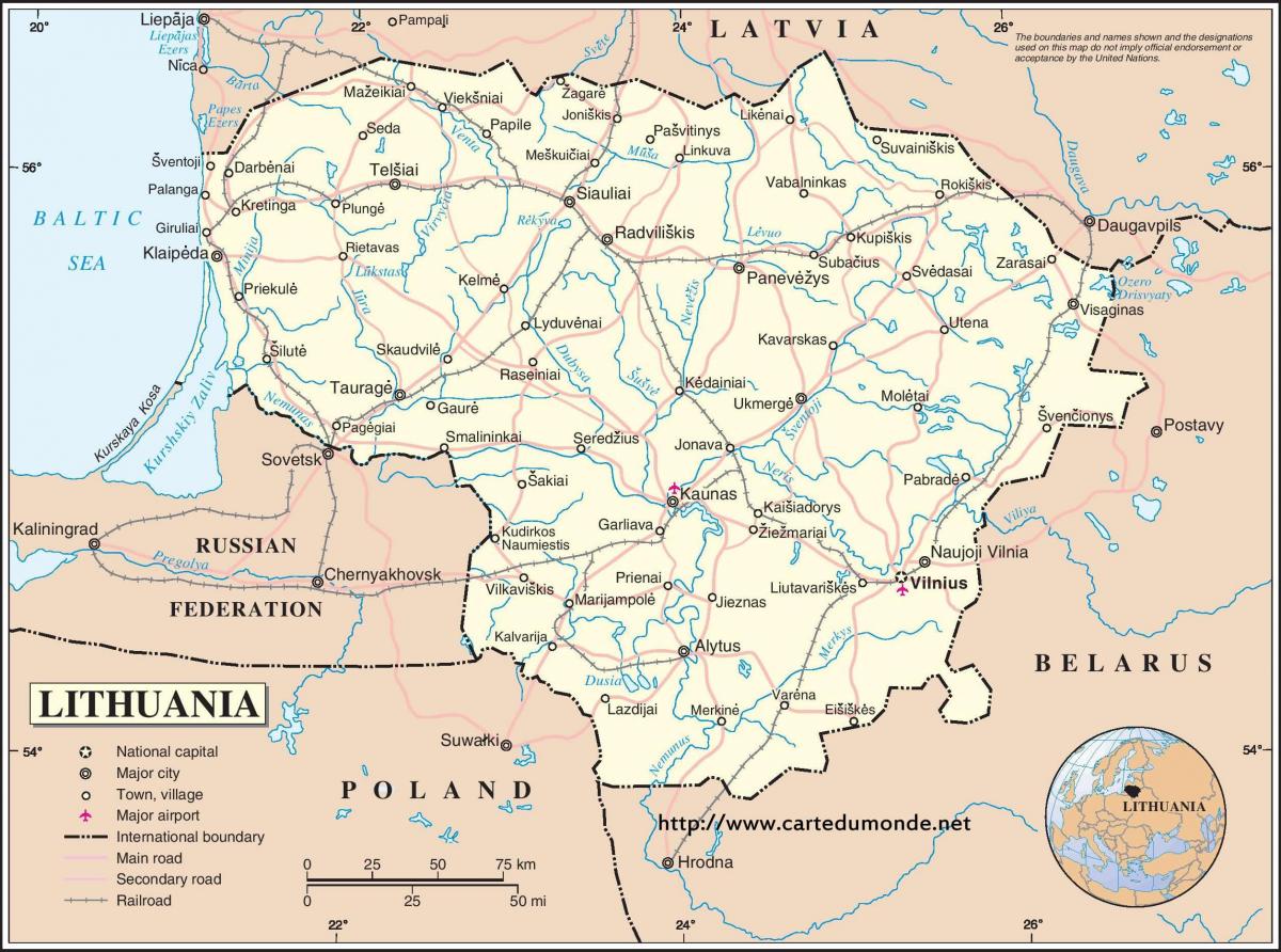 מפה של ליטא המדינה